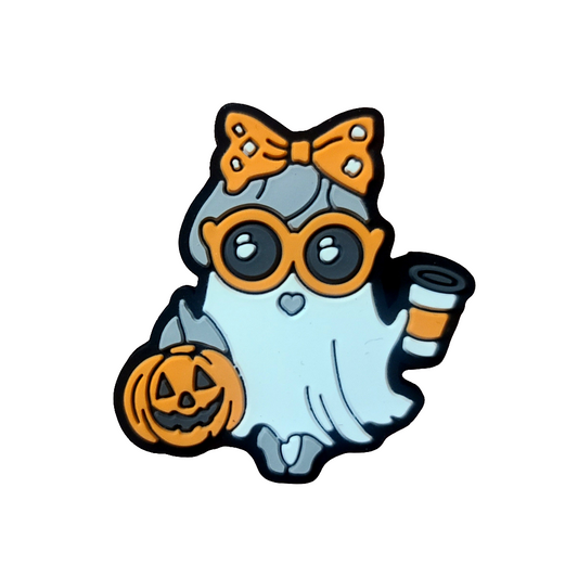 Ghost With Bow & Glasses Silicone Focal Bead