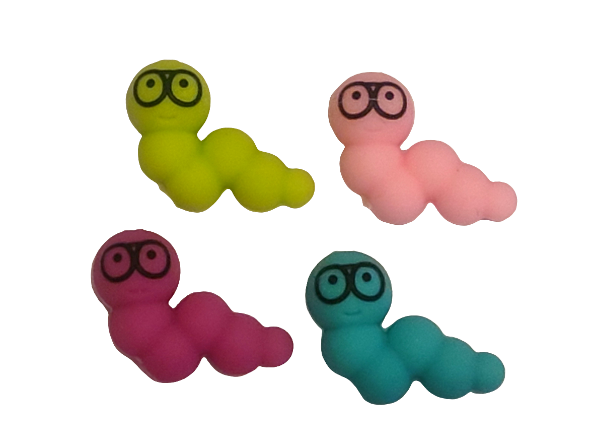 3D Bookworm Silicone Focal Bead