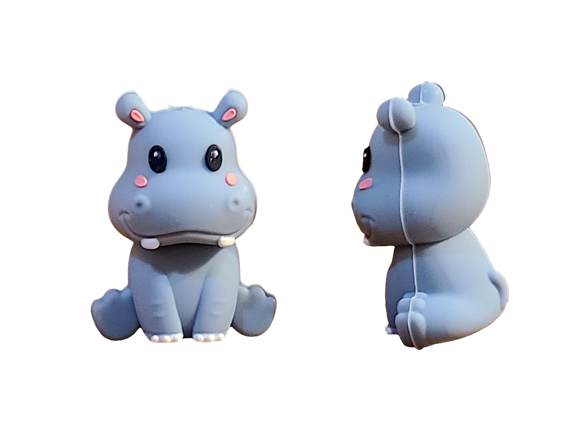 3D Baby Hippo Silicone Focal Bead