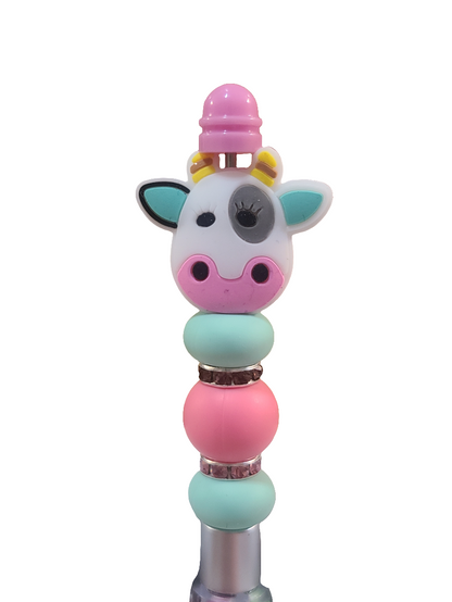 Pink Cow Multiclick Beaded Pen