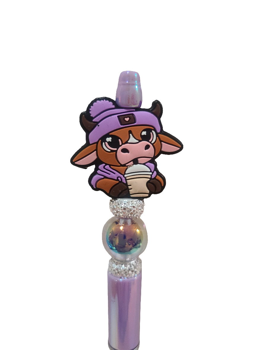 Purple Boujee Heifer Beaded Pen