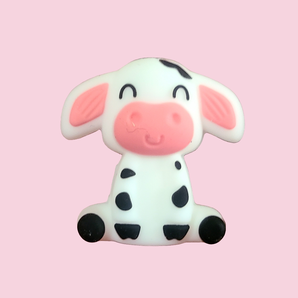 3D Black and White Cow Silicone Focal Bead