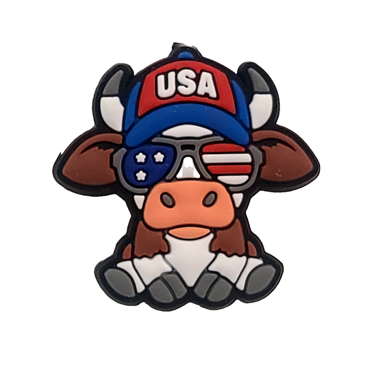 USA Cow Silicone Focal Bead