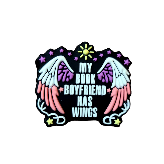 My Book Boyfriend Has Wings Silicone Focal Bead