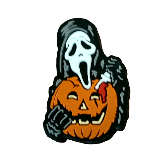 Ghostface Pumpkin Silicone Focal Bead