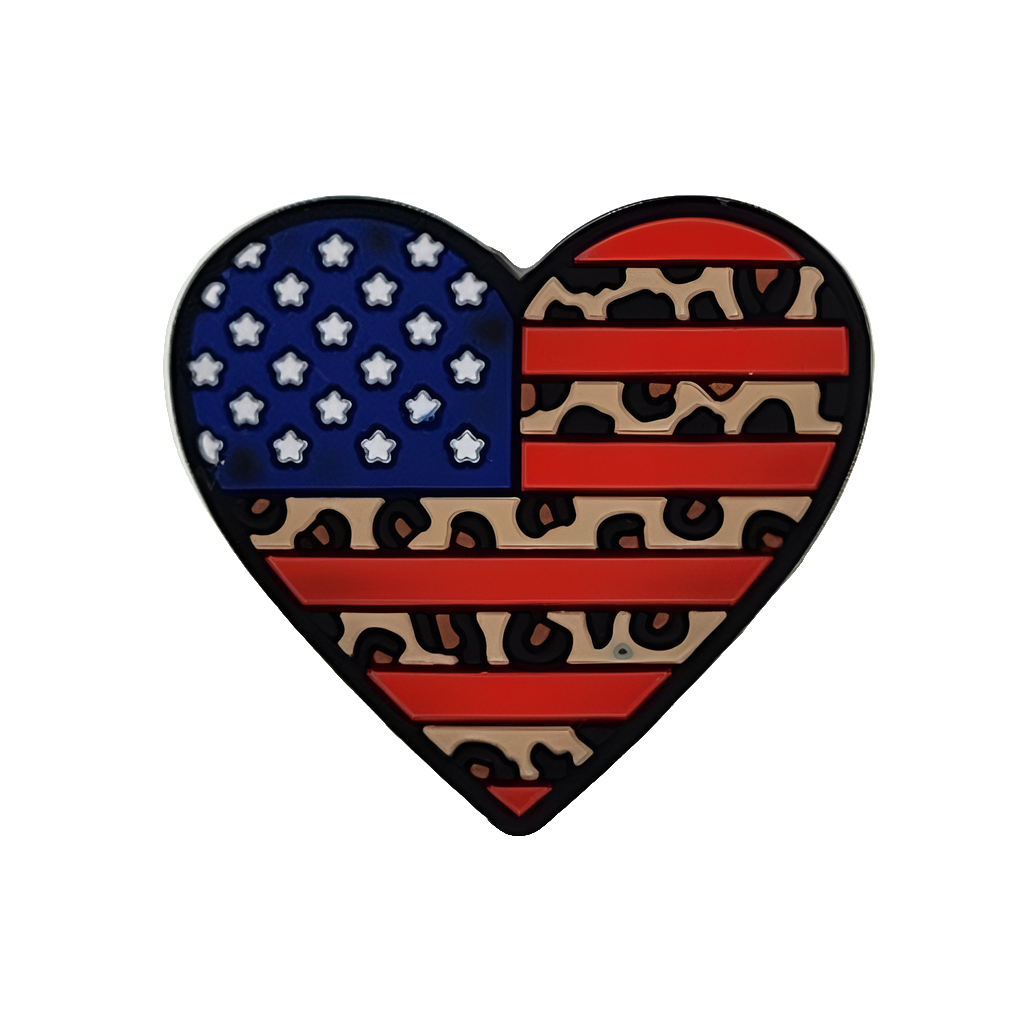 American Flag Leopard Print Heart Focal Bead