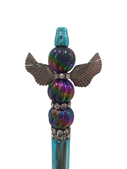 Deep Teal Angel Beaded Pen