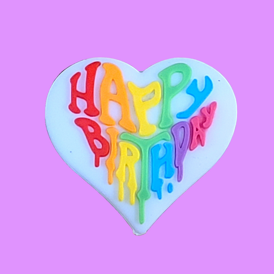 Happy Birthday Heart Silicone Focal Bead