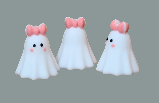 3D Ghost with Bow Silicone Focal Bead