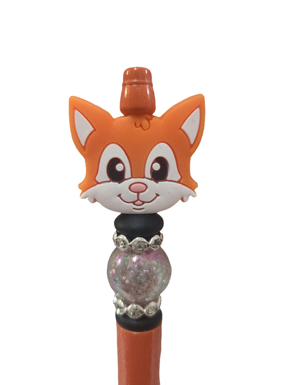 Orange Cat Beaded Pen