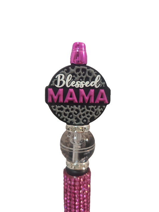 Blessed Mama Beaded Rhinestone Pen