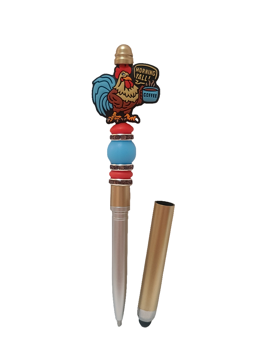 Morning Yall! Rooster Stylus Beaded Pen