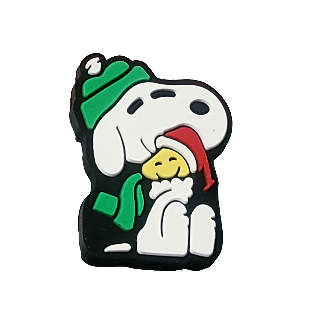 Christmas Snoopy Dog with Woodstock Bird Silicone Focal Bead