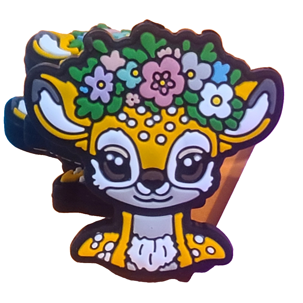 Doe / Deer with Floral Headband Silicone Focal Bead