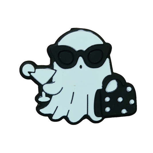 Ghost with Bag, Shades and Drink Silicone Focal Bead