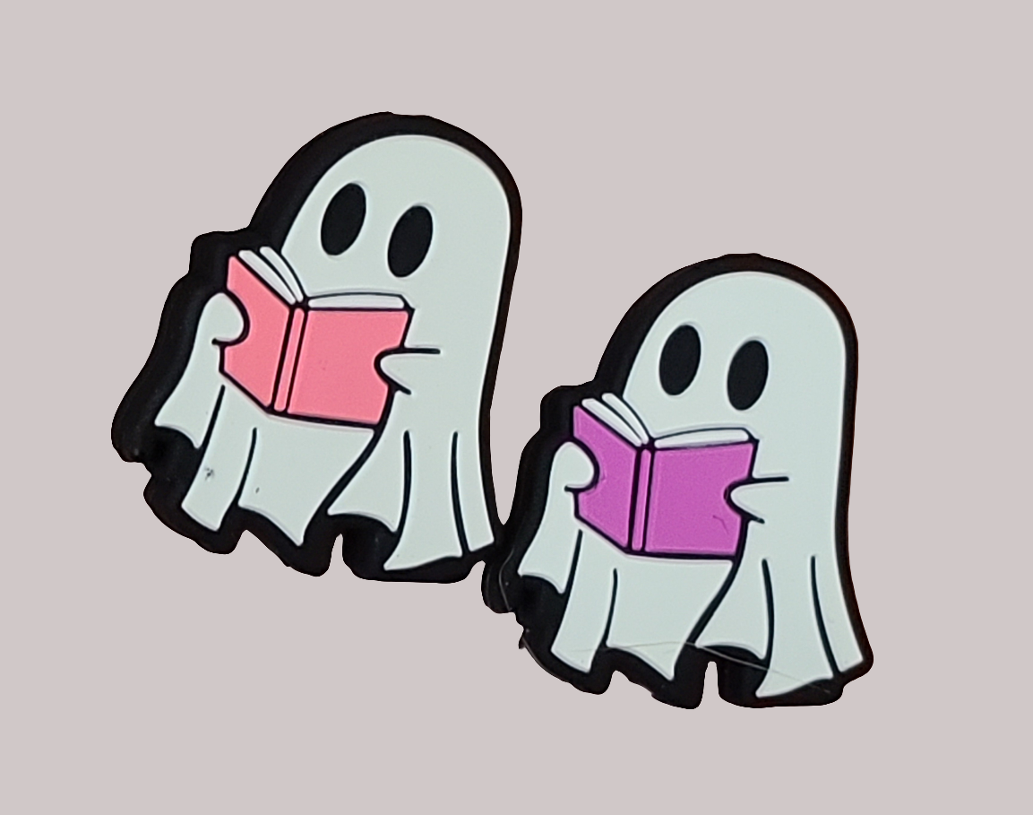 Ghost Reading Book   Silicone Focal Bead