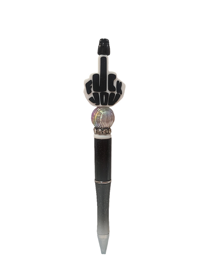 F*ck You Middle Finger Beaded Pen Black