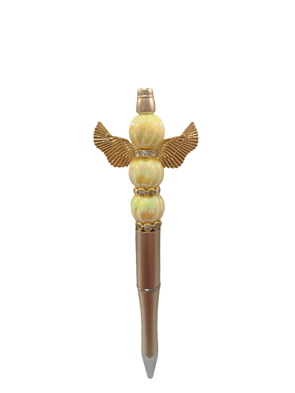 Yellow And Gold Angel Beaded Pen