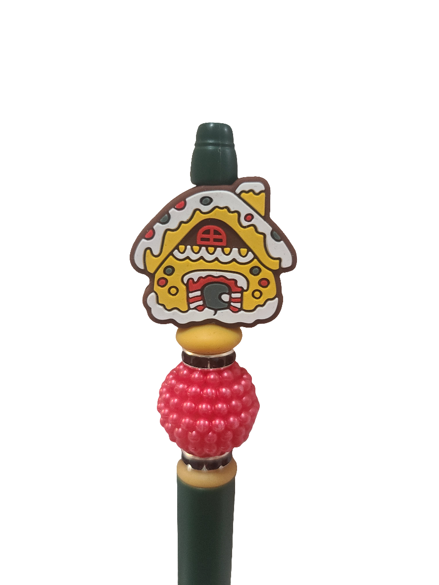 Gingerbread House Beaded Pen