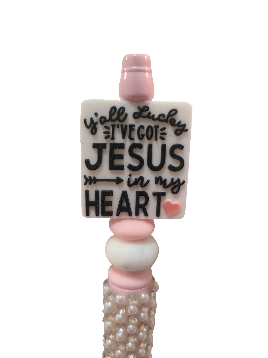 Y'all Lucky I've Got Jesus In My Heart Beaded Pen