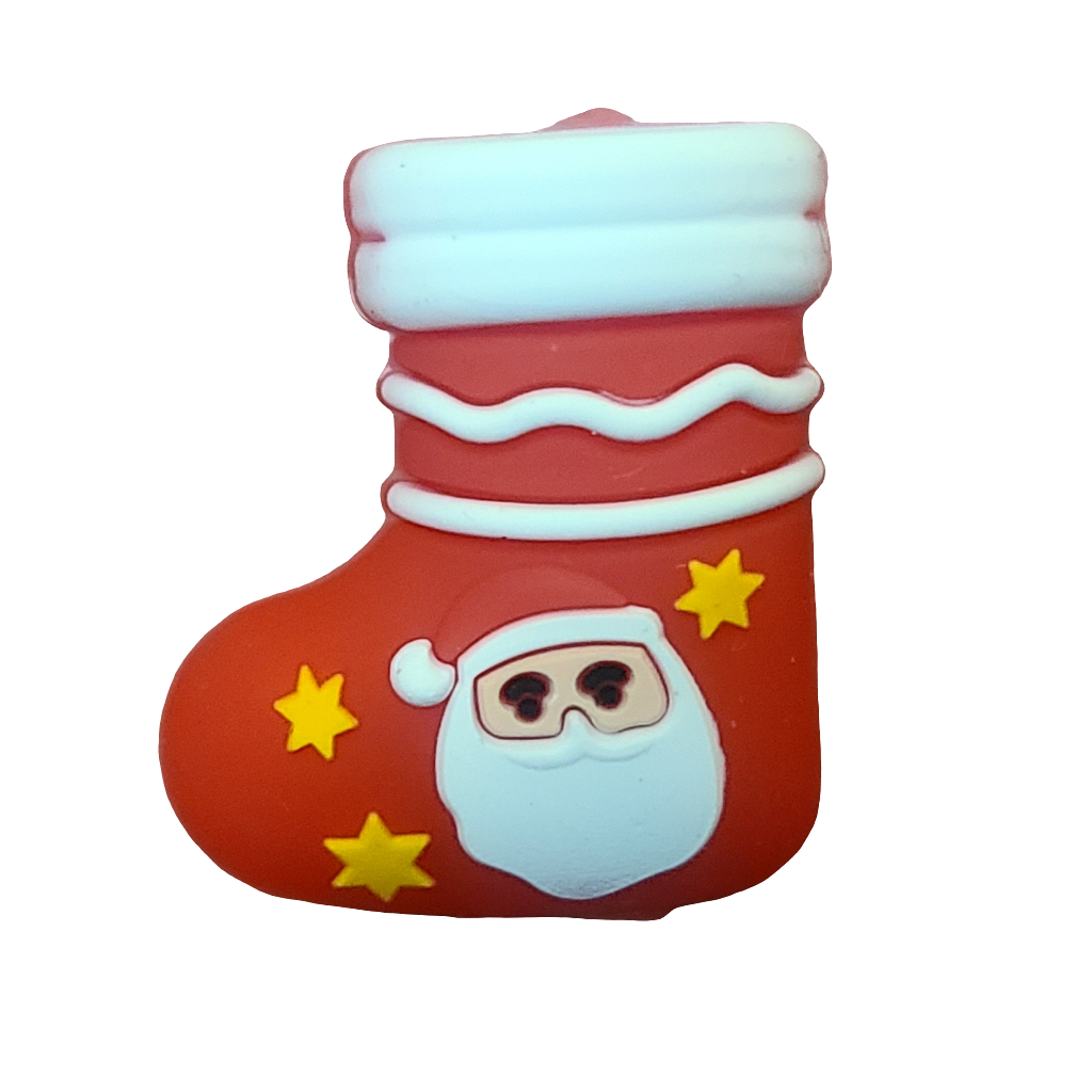 3D Christmas Stocking Silicone Focal Bead