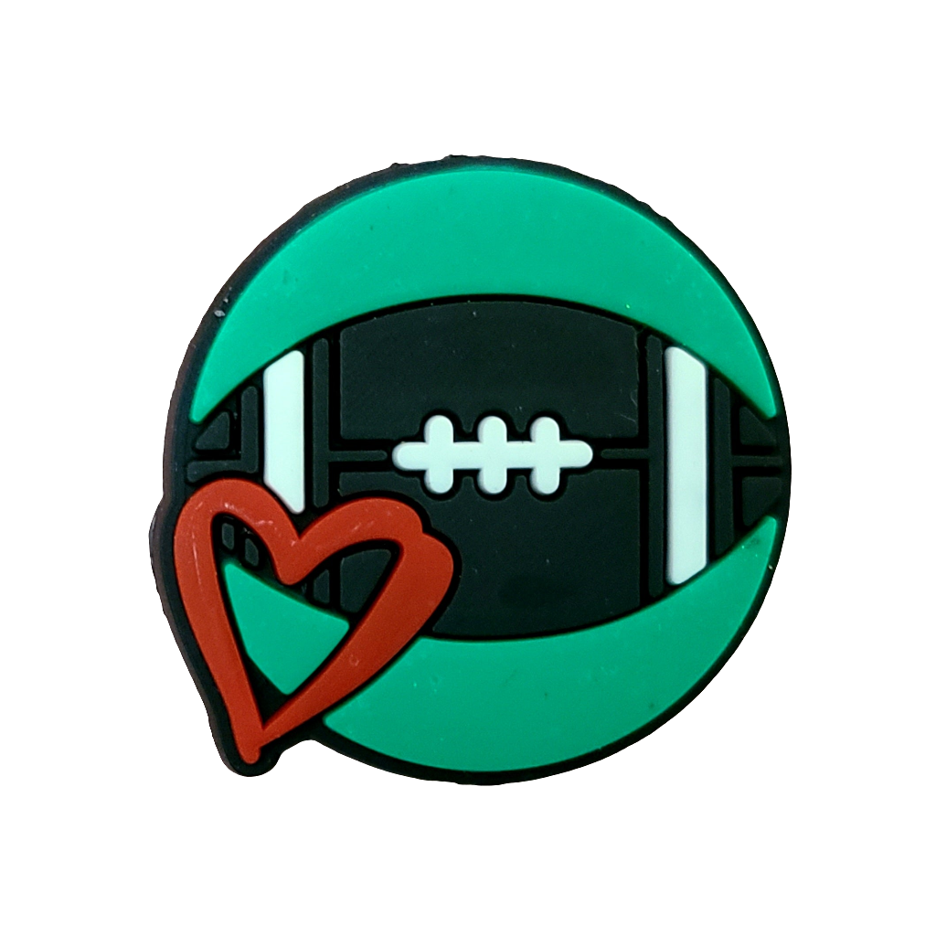 Love Heart Football Silicone Focal Bead