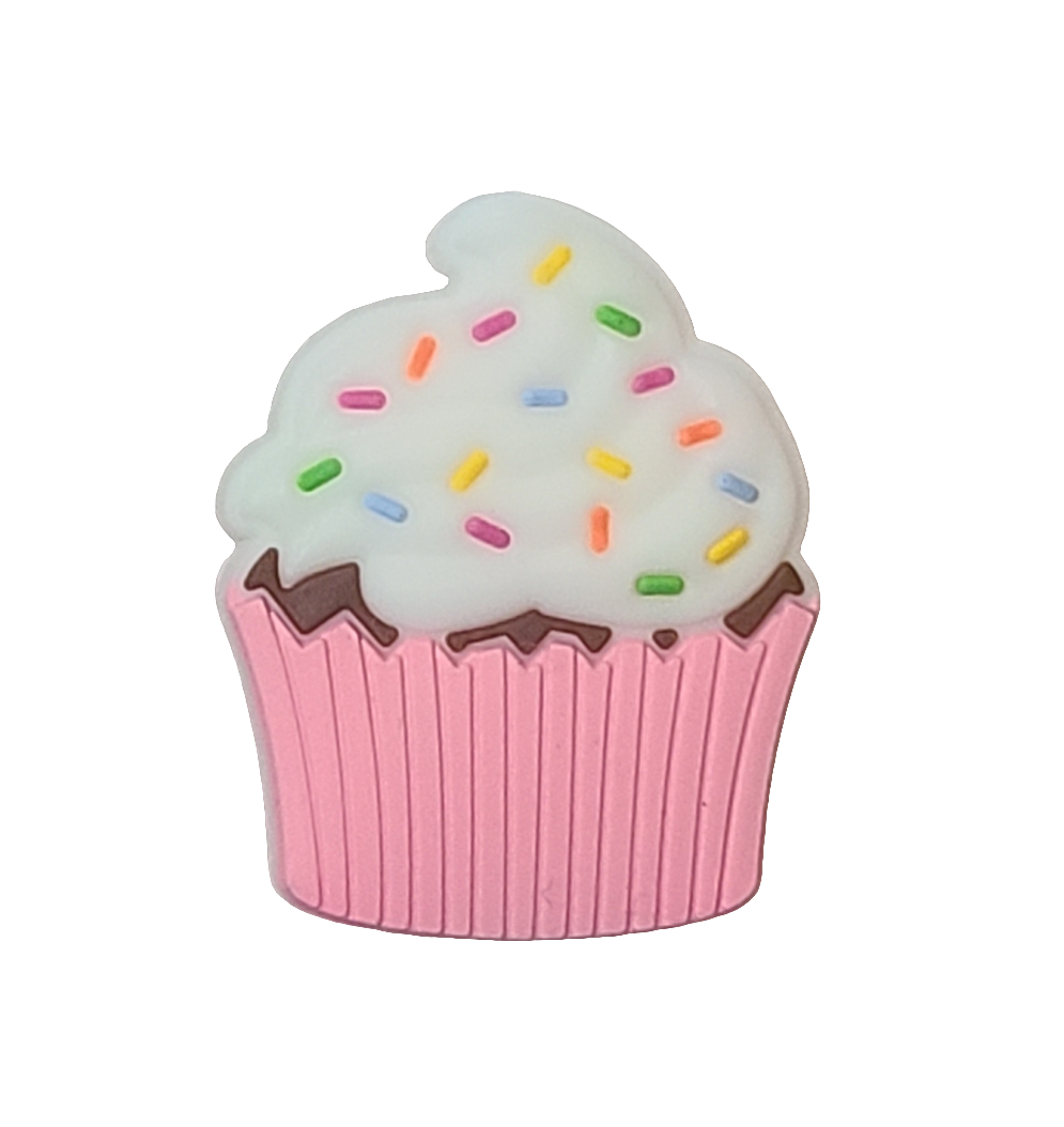 Pink Cupcake Silicone Focal Bead