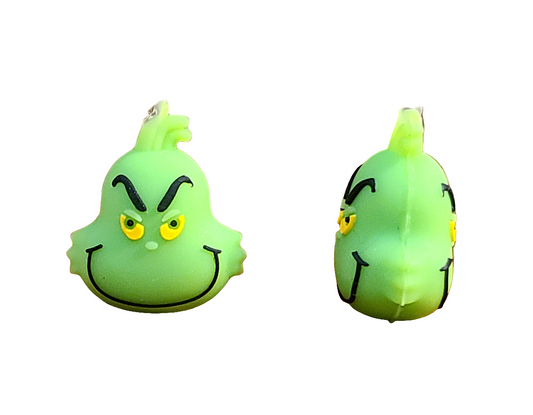 3D  Light Green Grinch Silicone Focal Bead