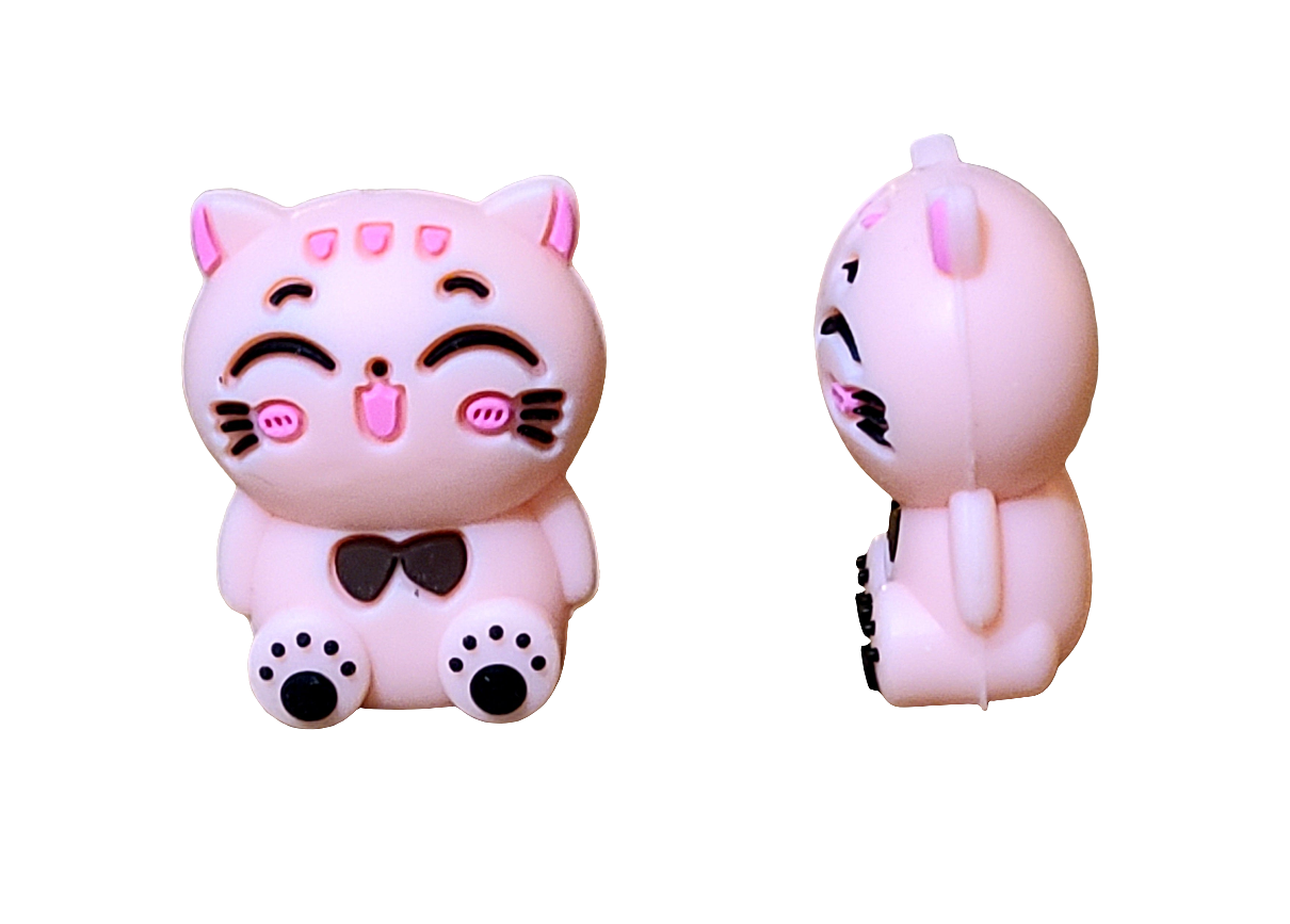 3D Pink Cat Silicone Focal Bead