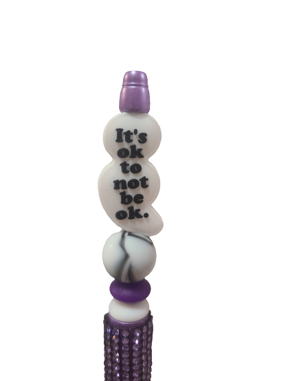 It's Okay Not To Be Okay Semicolon Beaded Purple Rhinestone Pen