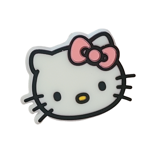 HK Kitty Head / Face With Bow Silicone Focal Bead Pink Bow