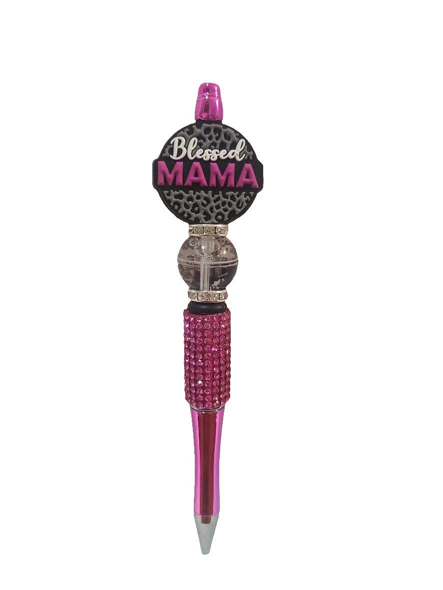 Blessed Mama Beaded Rhinestone Pen