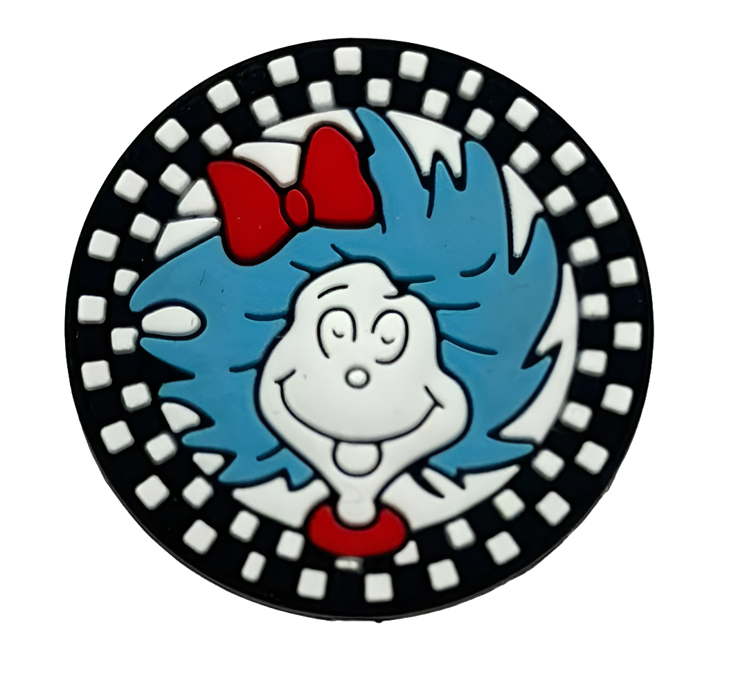 Checkered Thing 1 or 2 Dr Suess Silicone Focal Bead