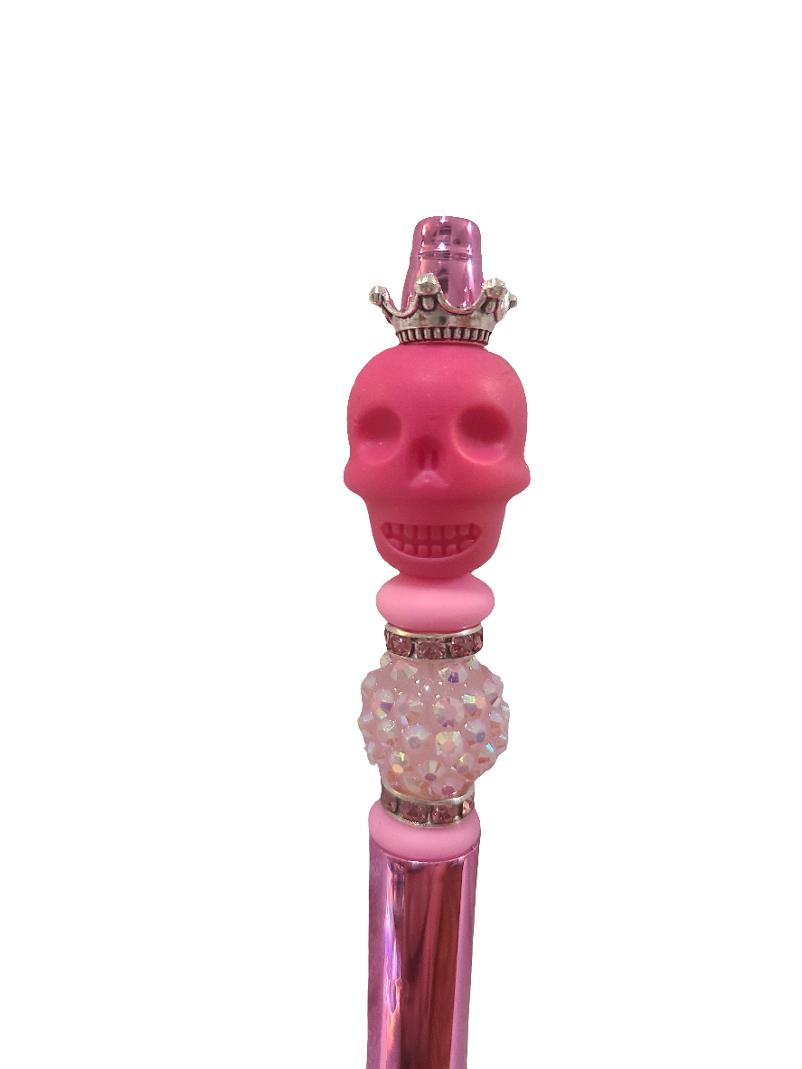 Pink Skull Beaded Pen