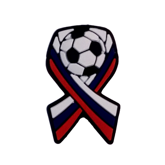 Soccer Ball with Ribbon Silicone Focal Bead