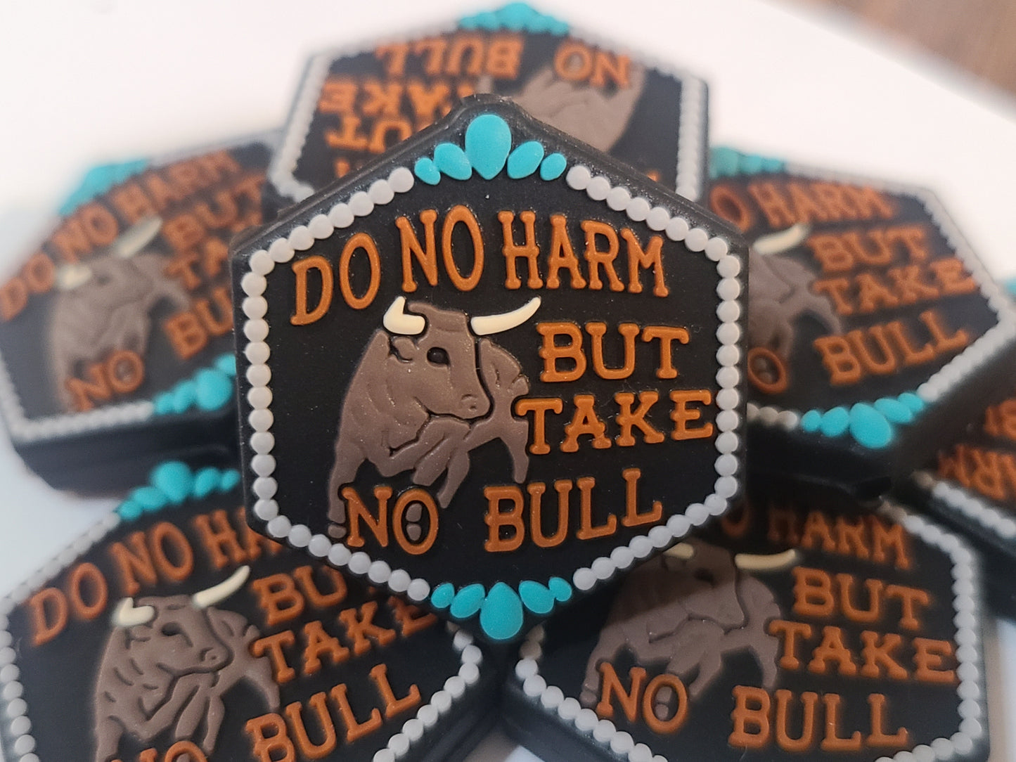 Do No Harm But Take No Bull Silicone Focal Bead